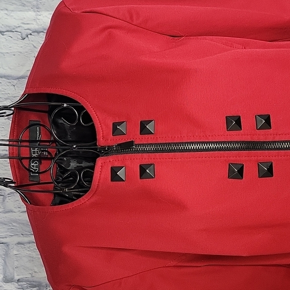 KASPER SPORTSWEAR Red and Black Zip Up Suit Jacket 10 Petite - Picture 2 of 6